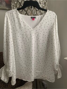 Vince Camuto White Blouse with Black Polka Dots